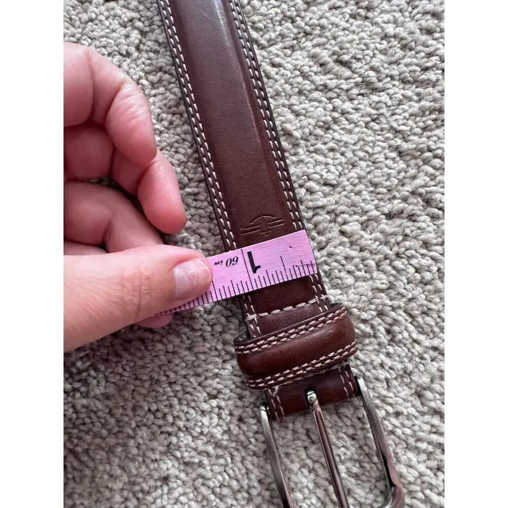 Dockers Brown Leather Belt Men's Waist Size 36 w/ Silver Hardware